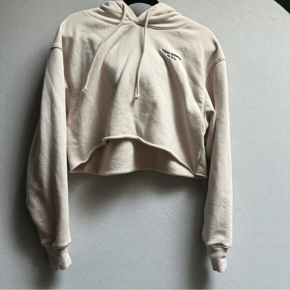 Vitae Apparel serenity beige cropped hoodie sweatshirt Sz S - Picture 1 of 9
